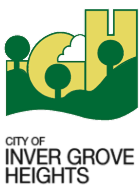 Logo of Inver Grove Heights with stylized trees, hills, and clouds in green and yellow.