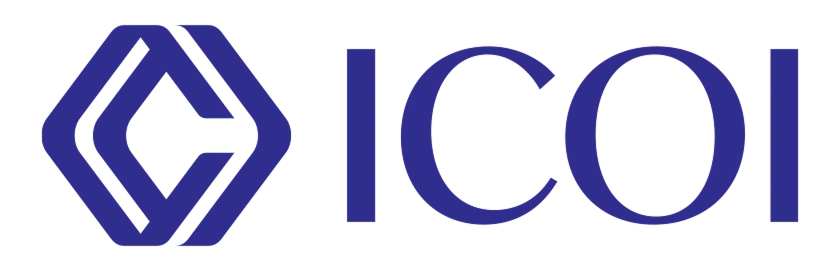 Logo featuring the letters "ICOI" in blue next to a geometric design.